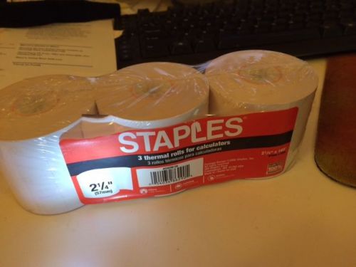 STAPLES 3 thermal rolls for calculators 21/4 inches X 165 feet