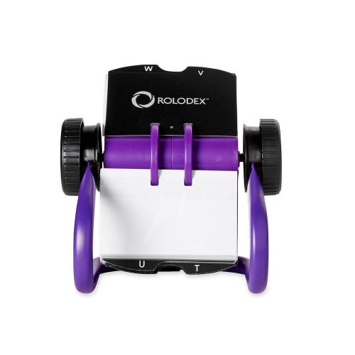 NEW Rolodex Open Rotary Business Card File 200-Card Purple | Free Shipping