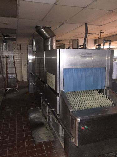 Hobart ft900 flight type dishwasher exc! w/ ws 800 disposal and infeed conveyor for sale