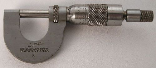 Vintage Miniature #5 Brown &amp; Sharpe 1/100mm Micrometer Caliper w/box &amp; access
