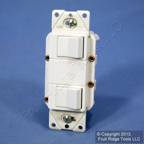 Cooper White DOUBLE Rocker Wall Light Switch Decorator Single Pole 15A Bulk 3282