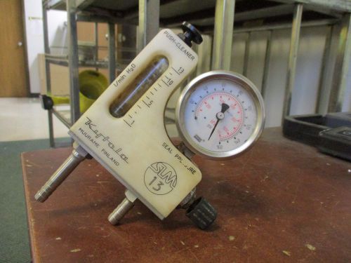 Kytola Flowmeter w/Pressure Gauge SLM-13 Range:1-13 L/min Guage:0-160 PSI Used