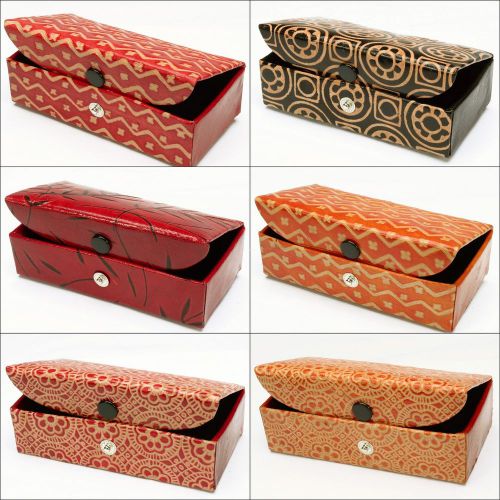 Lot of 6 Pcs Genuine Leather Handmade Visiting Card Case Jewelry Box Gift 4.5&#034;L