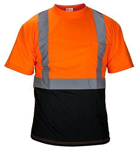 SAS Safety 692-1659 Hi-Viz Class-2 Black Bottom T-Shirts, Large, Orange