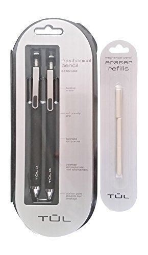 TUL 0.5mm Mechanical Pencils (1 2-pack) and Eraser Refill (1 3-pack) Bundle