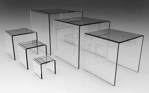 Set of 6 Clear Acrylic Display Riser (2,3,4,5,6,7&#034; ) Jewelry Showcase Fixtures