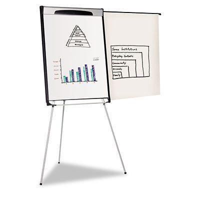 Tripod Extension Bar Magnetic Dry-Erase Easel, 39&#034; to 72&#034; High, Black/Silver