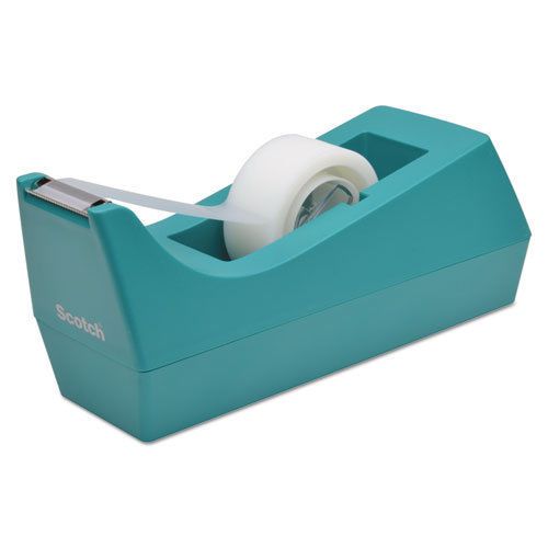 Desktop Tape Dispenser, 1&#034; Core, Weighted Non-Skid Base, Emerald