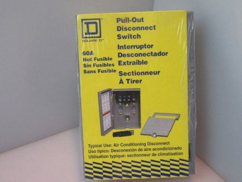 Square d pull-out disconnect switch 60a ufp222r hvac a/c. new, sealed non fused for sale
