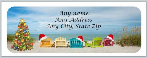 30 Personalized Return Address Labels Christmas Beach Buy 3 get 1 free (ac522)