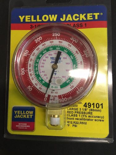 49101, Ritchie Engineering Co., Inc., 3-1/8&#034; Red Pressure Manifold Gauge