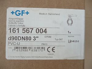Georg Fischer Butterfly Valve Model 161567004, 3&#034;, Flanged, PVC-U, EPDM
