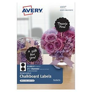 Avery removable chalkboard labels, 2-1/2 inch diameter, pack of 8 labels 41573 for sale