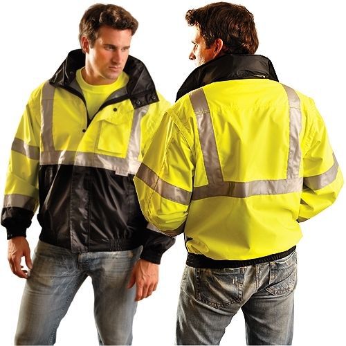 Occunomix lux-tjbj-b high visibility bomber jacket ansi class 3 black bottom for sale