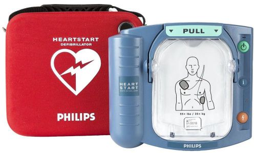 Aed philips heartstart onsite defibrillator + new battery + pads m5066a spanish for sale