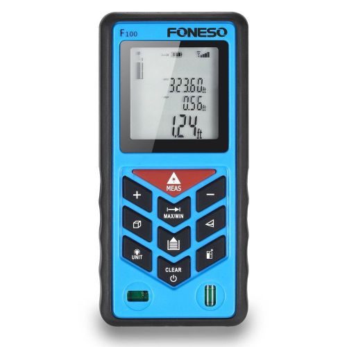 Laser measure foneso f100 328ft distance measurering tool with 100m range and... for sale