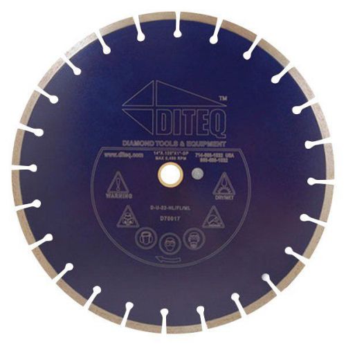 DITEQ - 14&#039; x .125&#034; x 1&#034;-20mm Premium Universal Segm. Wet/Dry Diamond Blade Saw