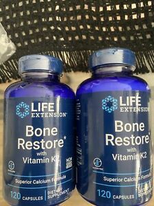 Life Extension - Bone Restore with Vitamin K2 - 120 Capsules. 2 Pack EXP 12/2022