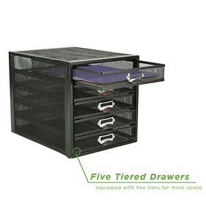 5 Drawer Metal File Office Storage Cabinet, Heavy Duty Multi-purpose, Black