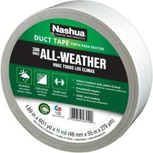 Nashua 1207797 All-Weather HVAC Duct Tape, White, 11 Mil, 1.89&#034; x 60 Yd, #398