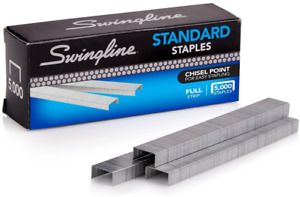 Swingline Staples, Standard, 1/4 inches Length, 210/Strip, 5000/Box, 1 Box 35108
