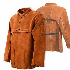 Leaseek Leather Welding Jacket - Heavy Duty Welding Apron with Sleeve XXXX-Large