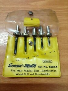 Vintage Stanley Screw-Mate Set No.1525A Wood Drill &amp; Countersinks Made In U.S.A.