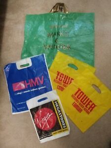 1998 Used Shopping Bags London UK HMV Tower Records Virgin Marks &amp; Spencer