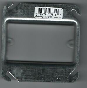 Steel City 52-C-13 4&#034; Square Cover, 1-Device, Mud Ring, 1/2&#034;, Lot of 8