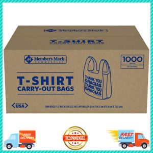 Member&#039;s Mark T-Shirt Carry-Out Bags (1,000 ct) Easy and safe to store