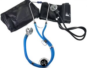 #340 Blue Sprague Rappaport Stethoscope &amp; Manual Blood pressure Monitor Set Kit