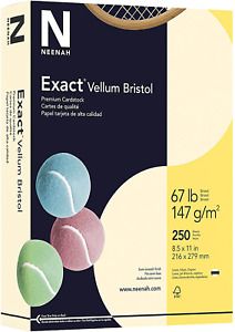 Neenah Exact Vellum Bristol Cardstock, 8.5&#034; x 11&#034;, 67 lb/147 GSM, Ivory, 250 She