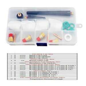 26 Pcs TIG Welding Torch Stubby Gas Lens #10 Pyrex Glass Cup Kit For WP-9/20/25