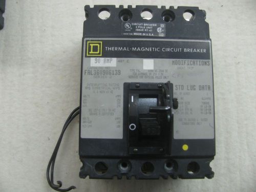 Square D Circuit Breaker Interruptor 90 Amp FAL 360906139  480V-280V shunt trip
