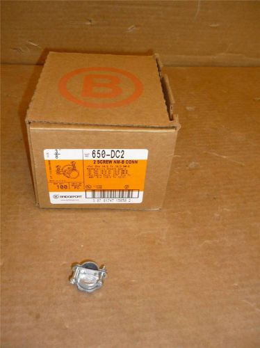 New box of 100 bridgeport 650-dc2 3/8&#034; 2 screw nw-b connectors for sale