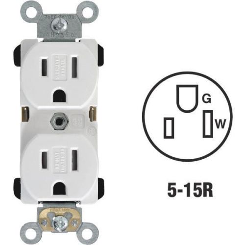 15A Tamper-Resistant Grounded Duplex Outlet-15A WHITE TAMP RES RECEP