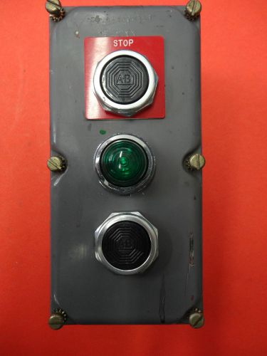 Square d 3 button control station 2 black pushbuttons &amp; green lamp ky-3 for sale