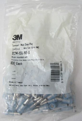 NEW 100 pack 3M 94844 Blue Nylon Male Bullet Snap Plug 16-14 AWG - Size .156