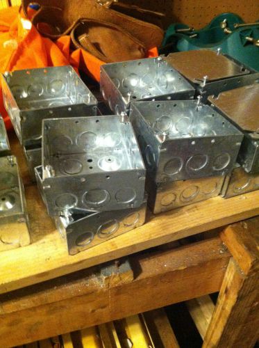 (10) Raco 192 4&#034; Square Galvanized Electrical Box 2&#034; Deep w/ knockouts NEW