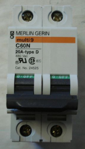 MERLIN GERIN C60N 20A-TYPE D CIRCUIT BREAKER,MULTI 9,480VAC MINIATURE 20AMP