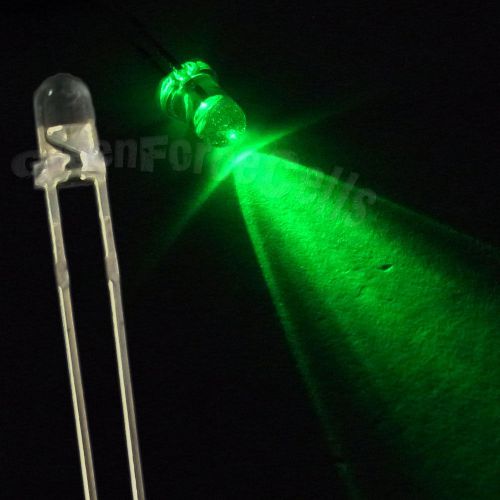 50 3mm 2 Pin Round Emerald Green LED Light Bright Emitting Diode Lamp 12000 mcd