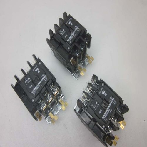 3 eaton c25dnd330 series d 30a 24v coil contactors w/c320snp11 auxiliary contact for sale