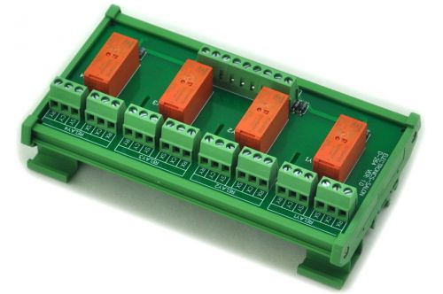 DIN Rail Mount Passive Bistable/Latching 4 DPDT 8A Power Relay Module, 5V Ver.