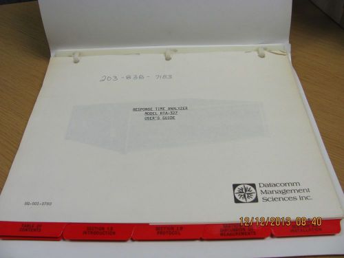 Dms manual rta-327: response time analyzer - user&#039;s, product #19585 for sale