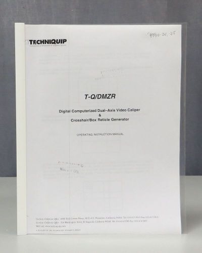 Techniquip T-Q/DMZR Video Caliper &amp; Generator Operating Instruction Manual