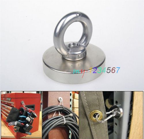 Ca strong disc rare earth permanent ndfeb magnet d50x10mm-hole10mm+eyebolt ring for sale