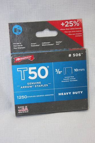Arrow T50  Heavy Duty Staples ~ 3/8&#034; or 10mm ~ 1250 Total Staples ~ # 506
