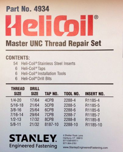 Helicoil 4934 Master Repair Kit; FREE Expedited SAME Business Day Shipping!