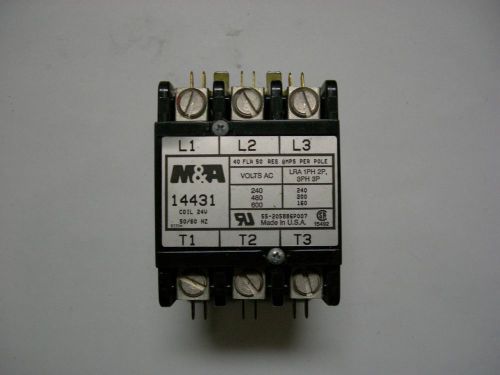 Heavy Duty 3-Pole Contactor M&amp;A 14431 240,480, 600  VAC X 24 Volt Coil
