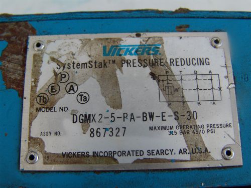 NOS Vickers Pilot Actuated Hydraulic Pressure Reduce Valve DGMX2-5-PA-BW-E-S-30